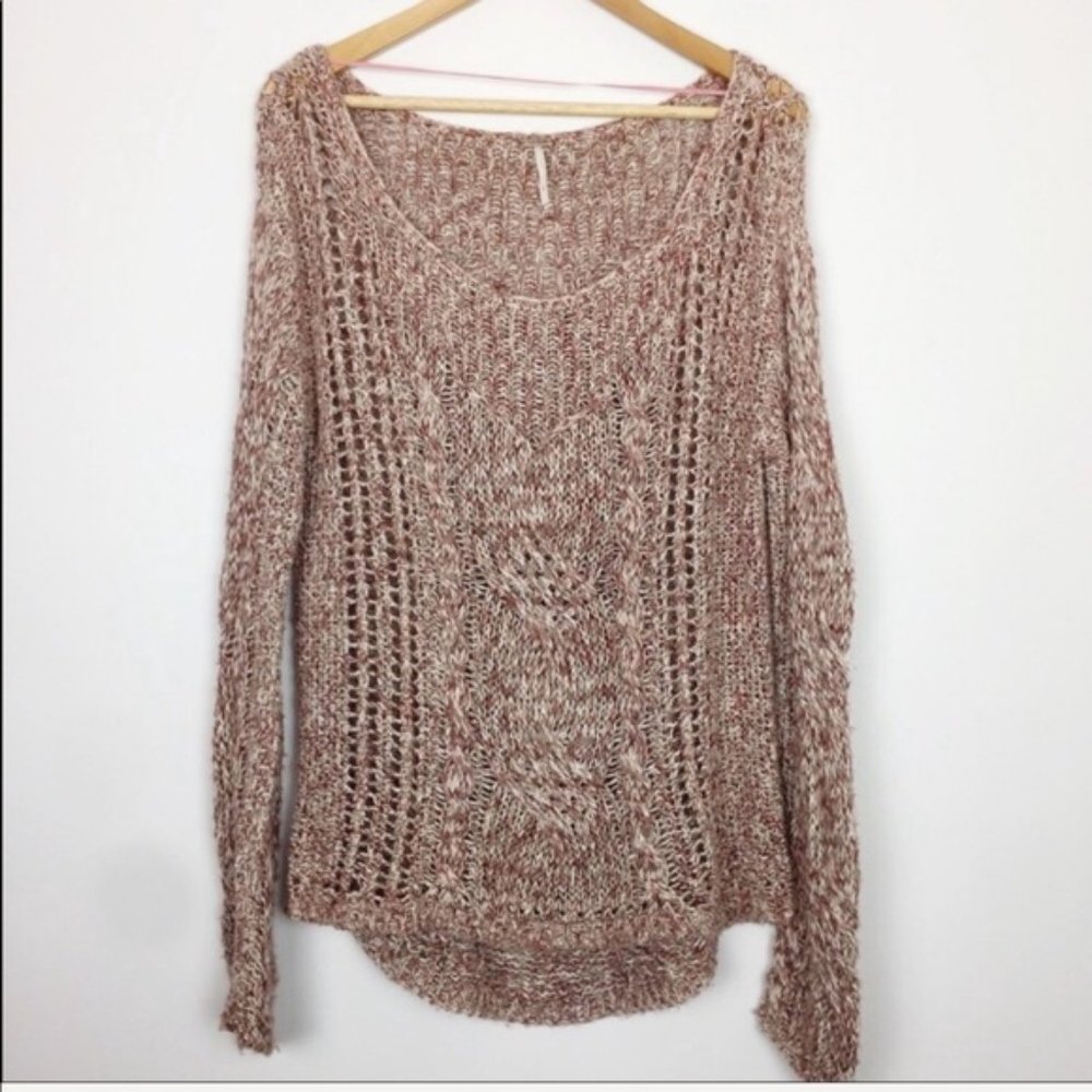 Free People Mauve Crochet Sweater